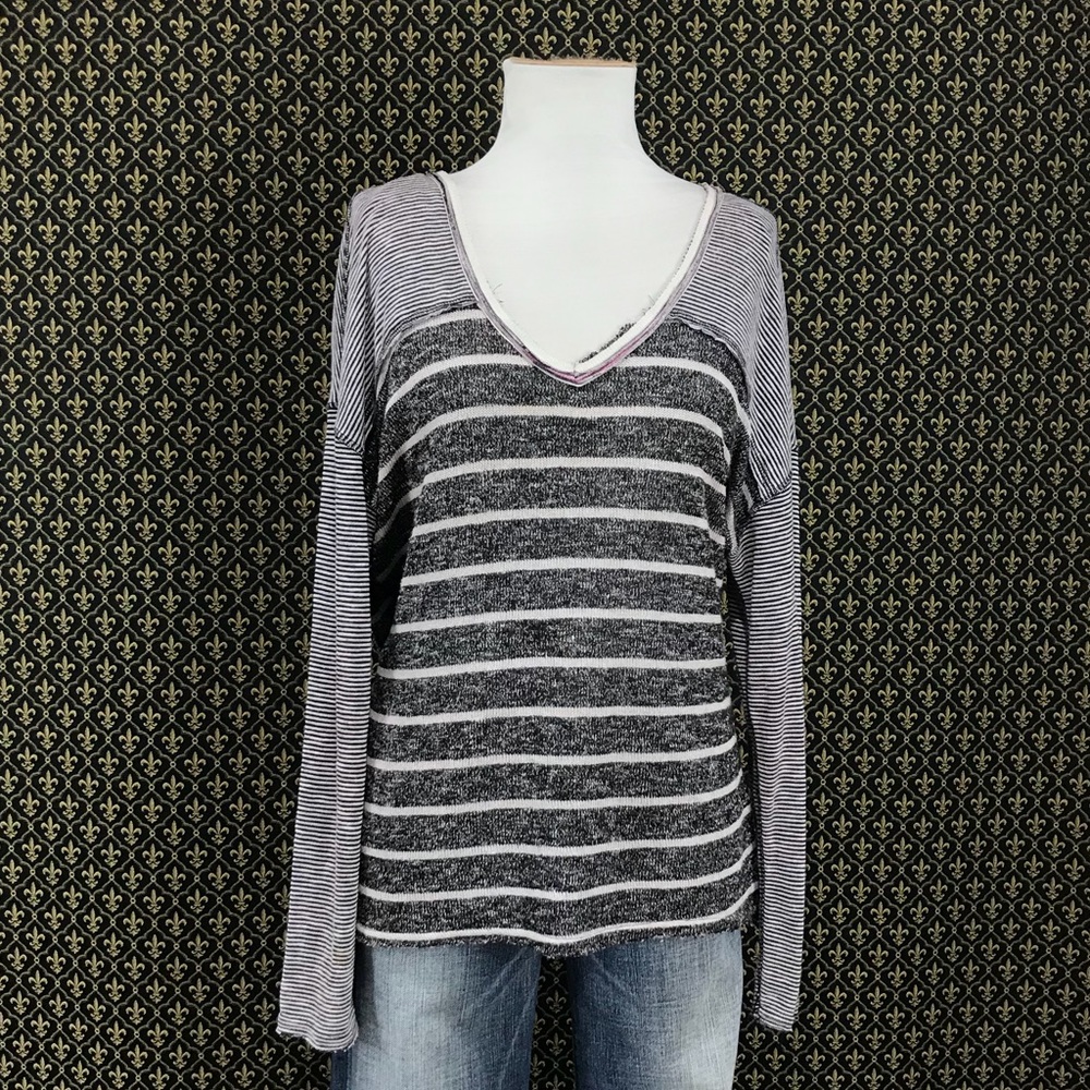 We the Free Striped Knit V-neck